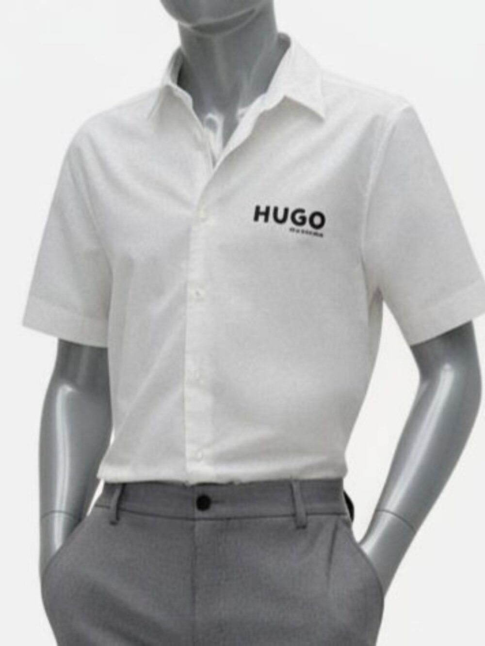Hugo Men's White Ebor Vacation Print Shirt Size M